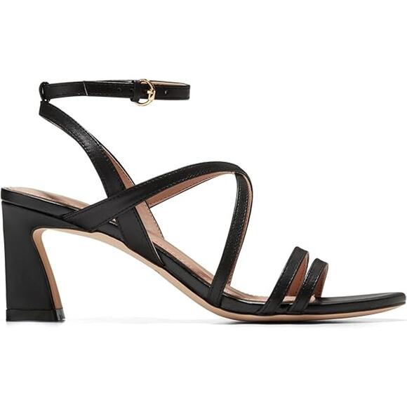 NWT Cole Haan Women's Addie Strappy Sandals Heeled, Black Leather-Size 7 - Picture 2 of 6